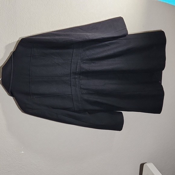 Kenneth Cole Reaction Womens Coat Size 12 Back Trench Wool Blend Black Jacket - Picture 4 of 15